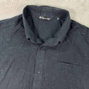 Travis Mathew Shirt Men Large Black Short Sleeve Single Chest Pocket Button Down